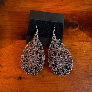 Textured Pewter Finish Pendant Earrings